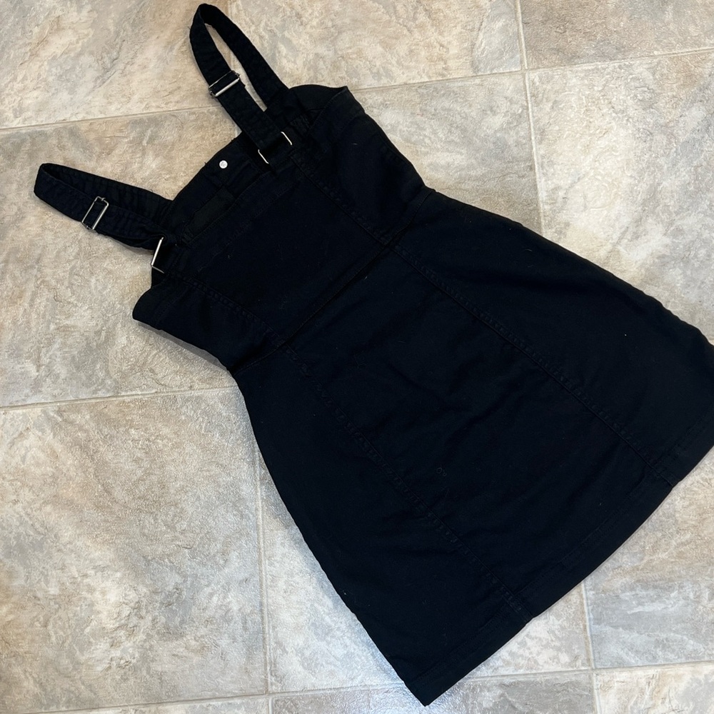 H&M Divided Black Denim Button-Front Mini Dress - Picture 4 of 7